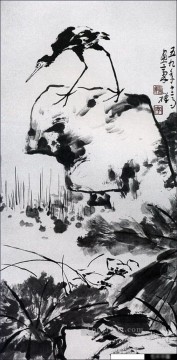 Li kuchan bird on rock traditional Chinese Oil Paintings
